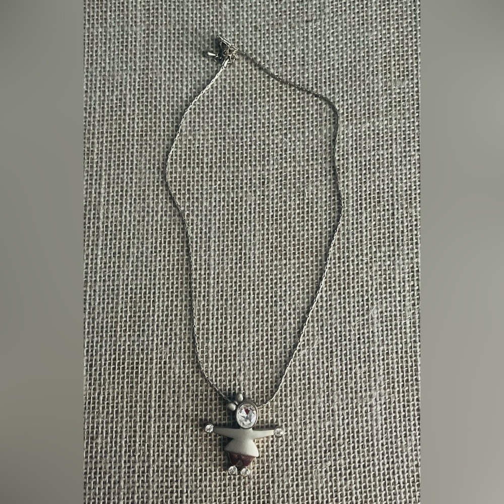 Silver Tone Little Girl With Rhinestone Face, Hands & Feet w/16” Chain